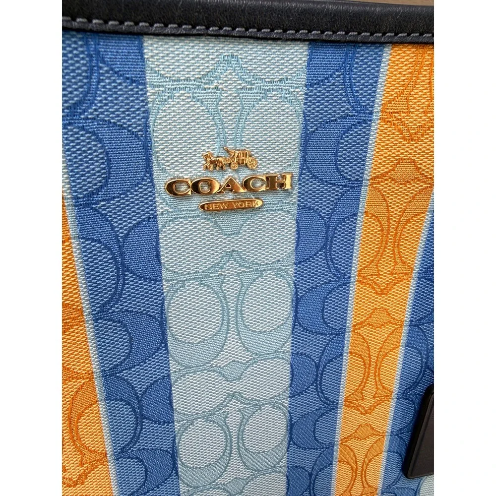 Coach Mollie Tote 25 Signature Canvas Varsity Stripe C4088 - BD